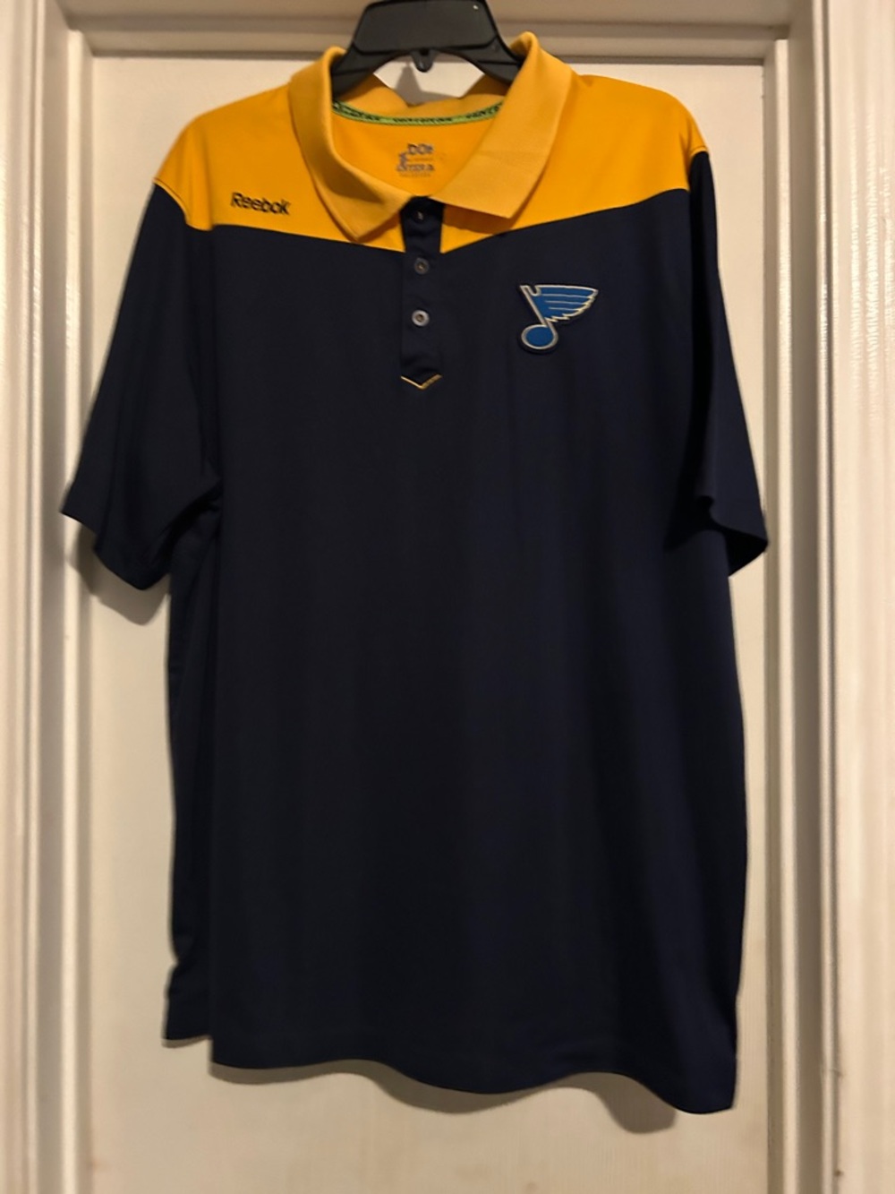 Reebok Men’s Navy and Yellow St. Louis Blues Polo